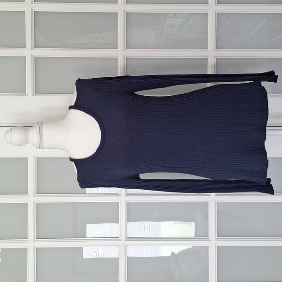 Chaser Dark Blue Cutout Waffle Knit Tee - Picture 2 of 13